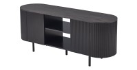 Meuble TV VAGOS – Coloris brun foncé – Meuble TV arrondi – 2 portes & 2 niches – 140 cm – Design compact