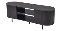 Meuble TV VAGOS – Coloris brun foncé – Meuble TV arrondi – 2 portes & 2 niches – 160 cm – Design contemporain