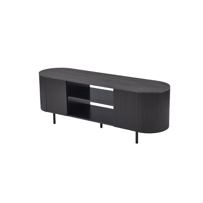 Mobile TV VAGOS – Colore marrone scuro – Mobile TV arrotondato – 2 porte & 2 nicchie – 160 cm – Design contemporaneo