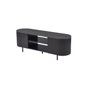 Meuble TV VAGOS – Coloris brun foncé – Meuble TV arrondi – 2 portes & 2 niches – 160 cm – Design contemporain