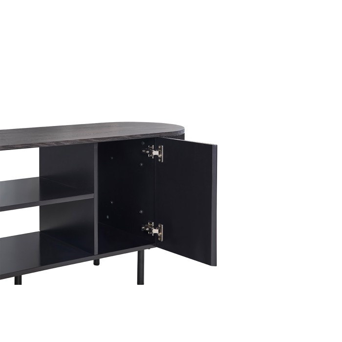 Mobile TV VAGOS – Colore marrone scuro – Mobile TV arrotondato – 2 porte & 2 nicchie – 160 cm – Design contemporaneo