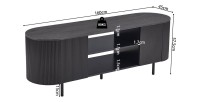 Meuble TV VAGOS – Coloris brun foncé – Meuble TV arrondi – 2 portes & 2 niches – 160 cm – Design contemporain