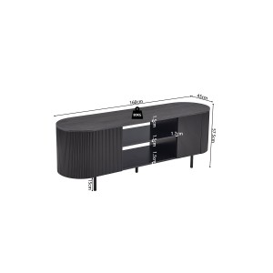 Meuble TV VAGOS – Coloris brun foncé – Meuble TV arrondi – 2 portes & 2 niches – 160 cm – Design contemporain