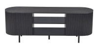 Meuble TV VAGOS – Coloris brun foncé – Meuble TV arrondi – 2 portes & 2 niches – 160 cm – Design contemporain
