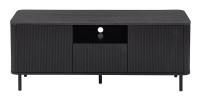 Meuble TV VAGOS – 1 niche, 1 tiroir, 2 portes, 3 passes câbles – L140 x H56 x P45 cm – Brun foncé – Design moderne