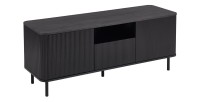 Mobile TV VAGOS - 1 vano, 1 cassetto, 2 porte, 3 passacavi - L140 x H56 x P45 cm - Marrone scuro - Design moderno