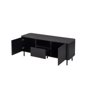 Mobile TV VAGOS - 1 vano, 1 cassetto, 2 porte, 3 passacavi - L140 x H56 x P45 cm - Marrone scuro - Design moderno