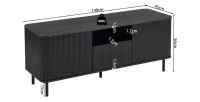 Mobile TV VAGOS - 1 vano, 1 cassetto, 2 porte, 3 passacavi - L140 x H56 x P45 cm - Marrone scuro - Design moderno