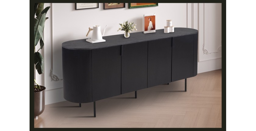 Buffetkast / Dressoir VAGOS – 4 deuren – Afmetingen L200 x H80 x D45 cm – Kleur donkerbruin – Designstijl