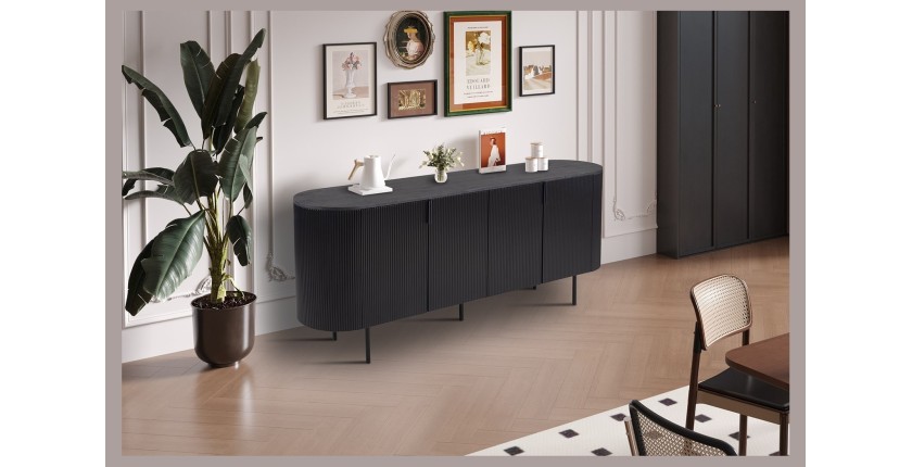 Buffetkast / Dressoir VAGOS – 4 deuren – Afmetingen L200 x H80 x D45 cm – Kleur donkerbruin – Designstijl