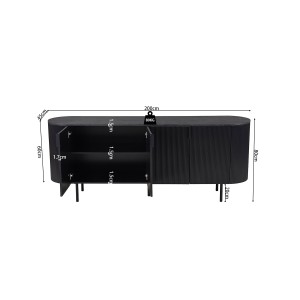 Buffet / Bahut VAGOS – 4 portes – Dimensions L200 x H80 x P45 cm – Coloris brun foncé – Style Design