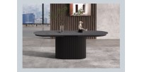 <table>
<tr>
<td>Tavolo allungabile VAGOS – 180-220 cm – Forma ovale – Colore marrone scuro – Stile Design</td>
</tr>
</table>
