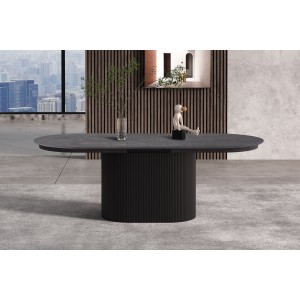 Erweiterbarer Tisch VAGOS – 180-220 cm – Ovale Form – Dunkelbraune Farbe – Designstil
