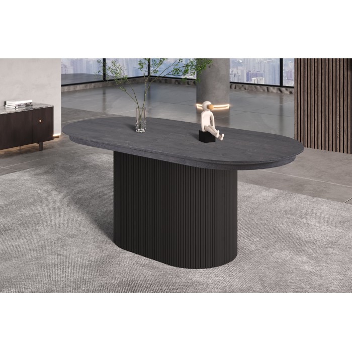 Ausziehbarer Tisch VAGOS – 180-220 cm – Ovale Form – Dunkelbraune Farbe – Designstil