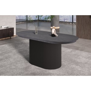 Erweiterbarer Tisch VAGOS – 180-220 cm – Ovale Form – Dunkelbraune Farbe – Designstil