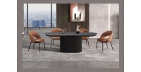 Erweiterbarer Tisch VAGOS – 180-220 cm – Ovale Form – Dunkelbraune Farbe – Designstil