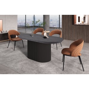 Erweiterbarer Tisch VAGOS – 180-220 cm – Ovale Form – Dunkelbraune Farbe – Designstil