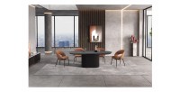 Erweiterbarer Tisch VAGOS – 180-220 cm – Ovale Form – Dunkelbraune Farbe – Designstil