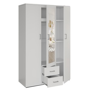 Armadio a 3 ante con specchio TOM - Dimensioni: H185 x L120 x P52 cm - Colore bianco - Stile design
