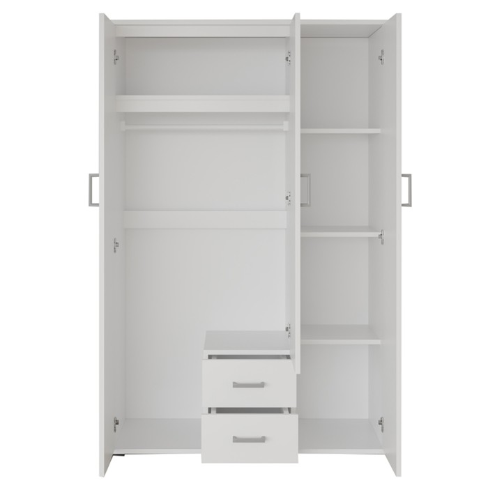 Armadio 3 ante con specchio TOM – Dimensioni H185 x L120 x P52 cm – Colore bianco – Stile design