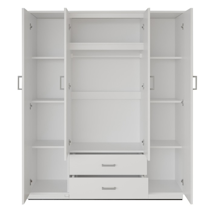 Armadio 4 porte con 2 specchi TOM – Dimensioni H185 x L160 x P52 cm – Colore bianco – Stile design