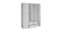 Armadio a 4 ante con 2 specchi TOM - Dimensioni H185 x L160 x P52 cm - Colore bianco - Stile design