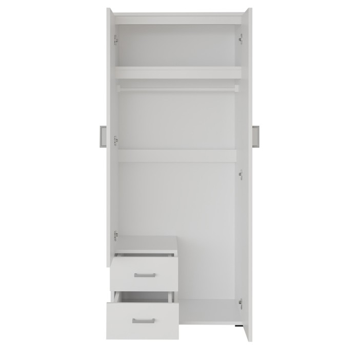 Armario de 2 puertas con espejo TOM – Dimensiones H185 x L80 x P52 cm – Color blanco – Estilo diseño