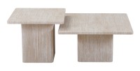 Set 2 tavolini nidificati EDEN – Travertino beige – H52/42 x L80/60 x P80/60 cm – Stile moderno