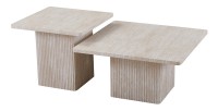 Set 2 tavolini nidificati EDEN – Travertino beige – H52/42 x L80/60 x P80/60 cm – Stile moderno