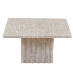 Set 2 tavolini nidificati EDEN – Travertino beige – H52/42 x L80/60 x P80/60 cm – Stile moderno