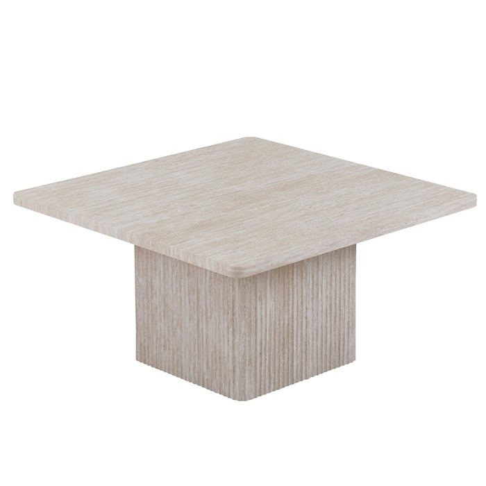 Set 2 tavolini nidificati EDEN – Travertino beige – H52/42 x L80/60 x P80/60 cm – Stile moderno