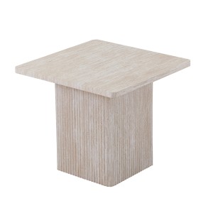 Set 2 tavolini nidificati EDEN – Travertino beige – H52/42 x L80/60 x P80/60 cm – Stile moderno