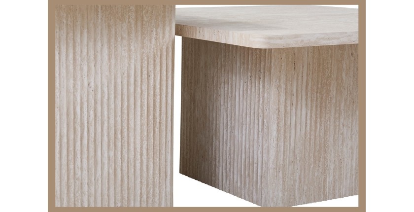 Set 2 tavolini nidificati EDEN – Travertino beige – H52/42 x L80/60 x P80/60 cm – Stile moderno