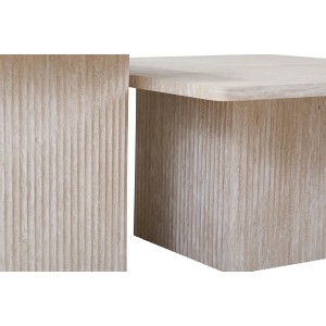 Set 2 tavolini nidificati EDEN – Travertino beige – H52/42 x L80/60 x P80/60 cm – Stile moderno