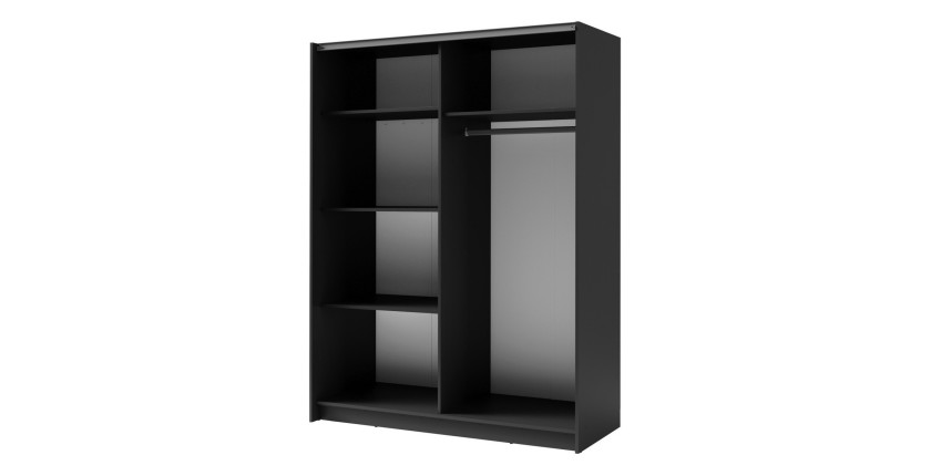 Armario de 2 puertas corredizas - Colección GOZU - Color gris grafito - 150 x 198 x 62 cm