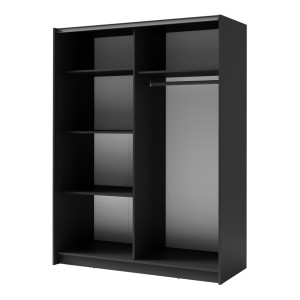 Armario de 2 puertas corredizas - Colección GOZU - Color gris grafito - 150 x 198 x 62 cm