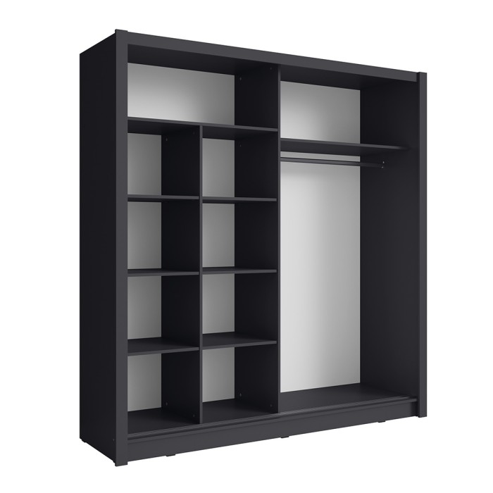 Armadio 2 porte scorrevoli con specchio 155 cm - grigio grafite - Collezione OZZULA