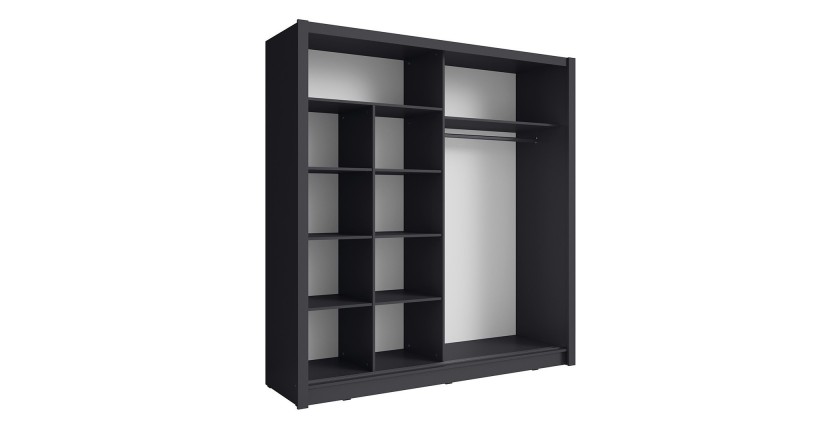 Armadio con 2 porte scorrevoli e specchio 155 cm - grigio grafite - Collezione OZZULA