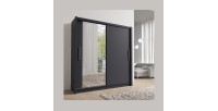 Armadio con 2 porte scorrevoli e specchio 155 cm - grigio grafite - Collezione OZZULA