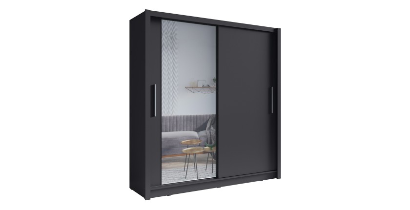 Armadio con 2 porte scorrevoli e specchio 155 cm - grigio grafite - Collezione OZZULA