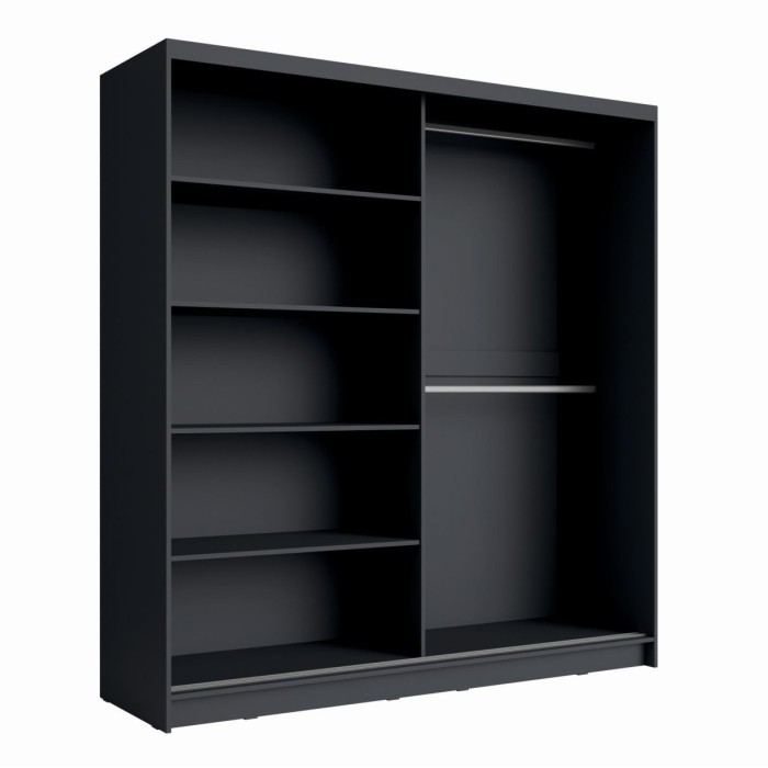 Schrank Design 200cm Farbe Graphitgrau und Schwarz Kollektion NARAGO