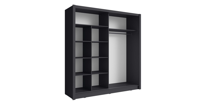 Armadio con 2 porte scorrevoli con specchio - 205 cm - grigio grafite - collezione OZZULA
