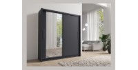 Armadio con 2 porte scorrevoli con specchio - 205 cm - grigio grafite - collezione OZZULA