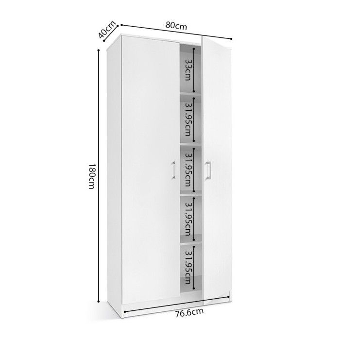 Kast REY – 2 deuren – 80×180 cm – Wit – Modern