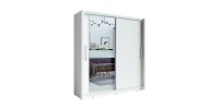 Armoire 2 portes coulissantes avec miroir 205 cm - blanc - Collection OZZULA