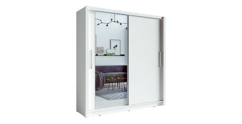 Schwebetürenschrank mit Spiegel 205 cm - weiß - Kollektion OZZULA