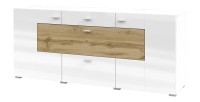 Buffet 165cm collectie KOBEE met 3 deuren en 2 laden. Kleur wit en eiken.