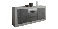 Buffet 2 portes battantes 2 tiroirs, coloris gris foncé, collection URBAN