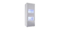 Vitrine avec porte en verre, collection CISA, coloris blanc laqué brillant