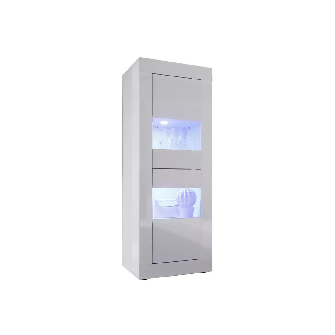 Vitrine avec porte en verre, collection CISA, coloris blanc laqué brillant